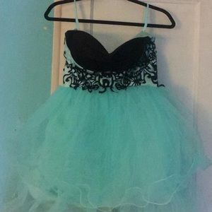 Teal and black formal dress
